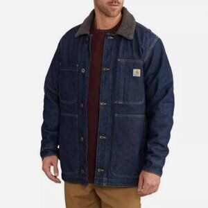Carhartt mens full swing denim jacket 2xl fleece lined